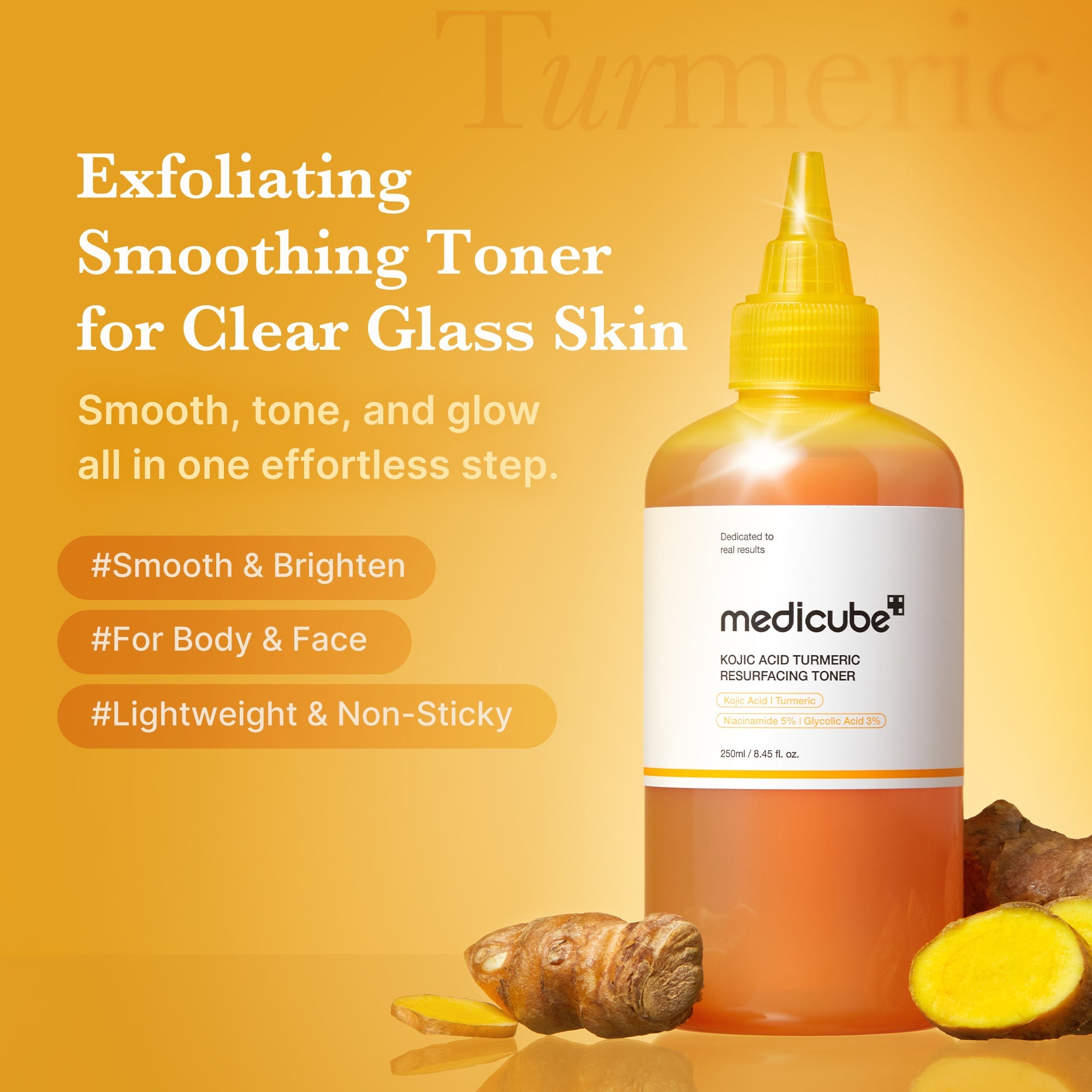 Medicube Kojic Acid Turmeric Resurfacing Toner Brightening Facial Toner 250 ml