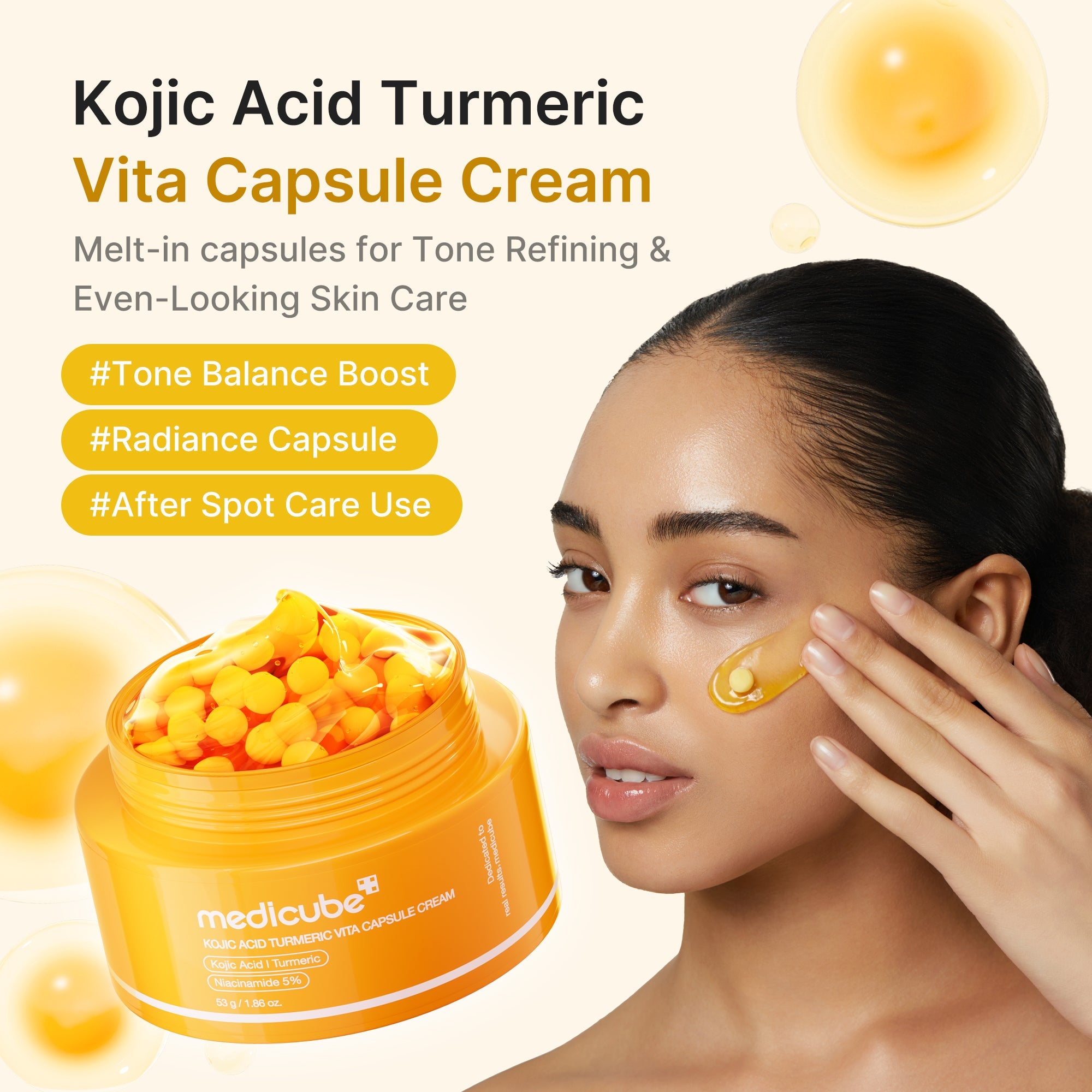 Medicube Red Vit-C Kojic Acid Turmeric Toning Vita Capsule Cream - rozjaśniający krem do twarzy z systemem kapsułkowym 53 g