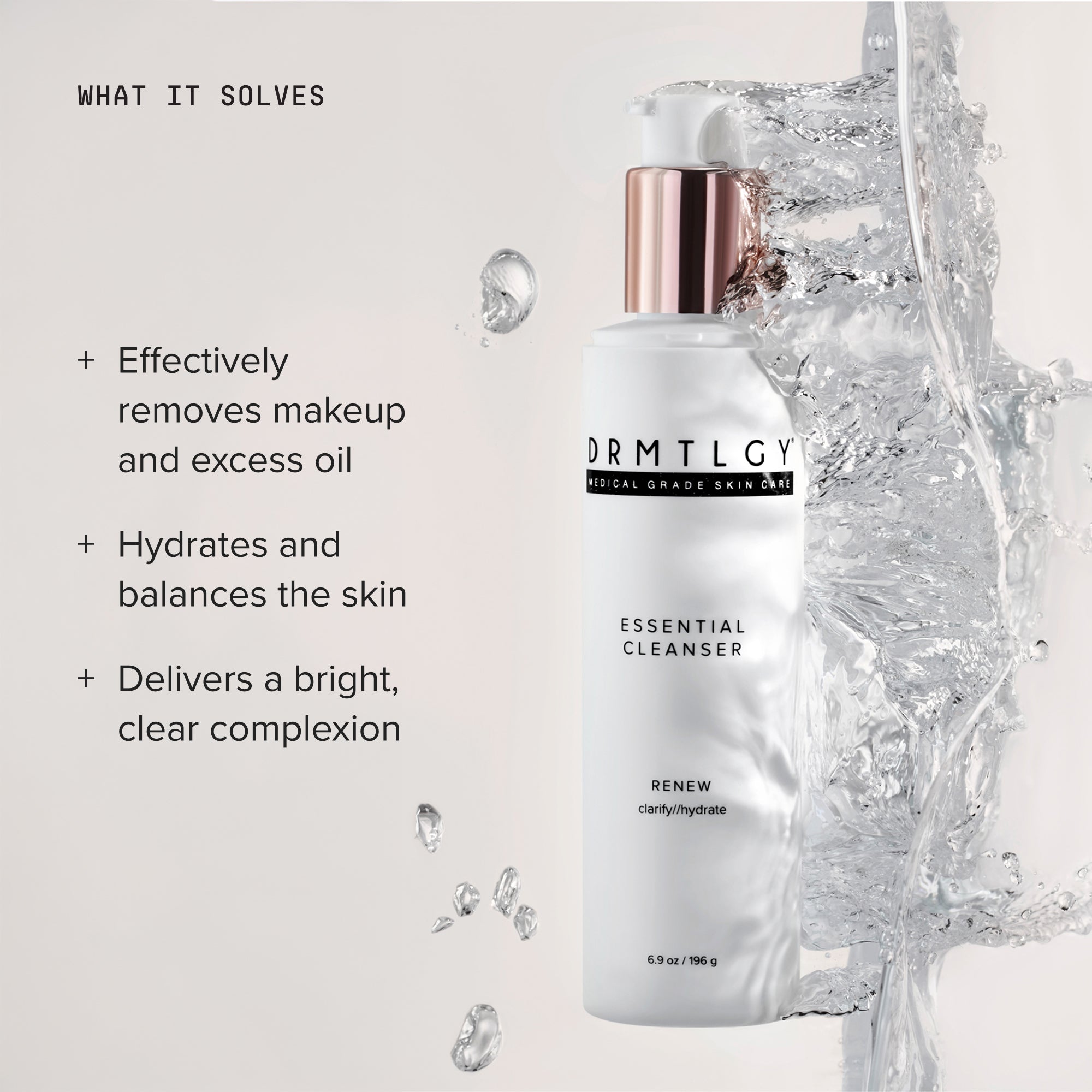 DRMTLGY Essential Cleanser - nawilżający żel do mycia twarzy z kwasem hialuronowym, niacynamidem i ceramidami 196 ml