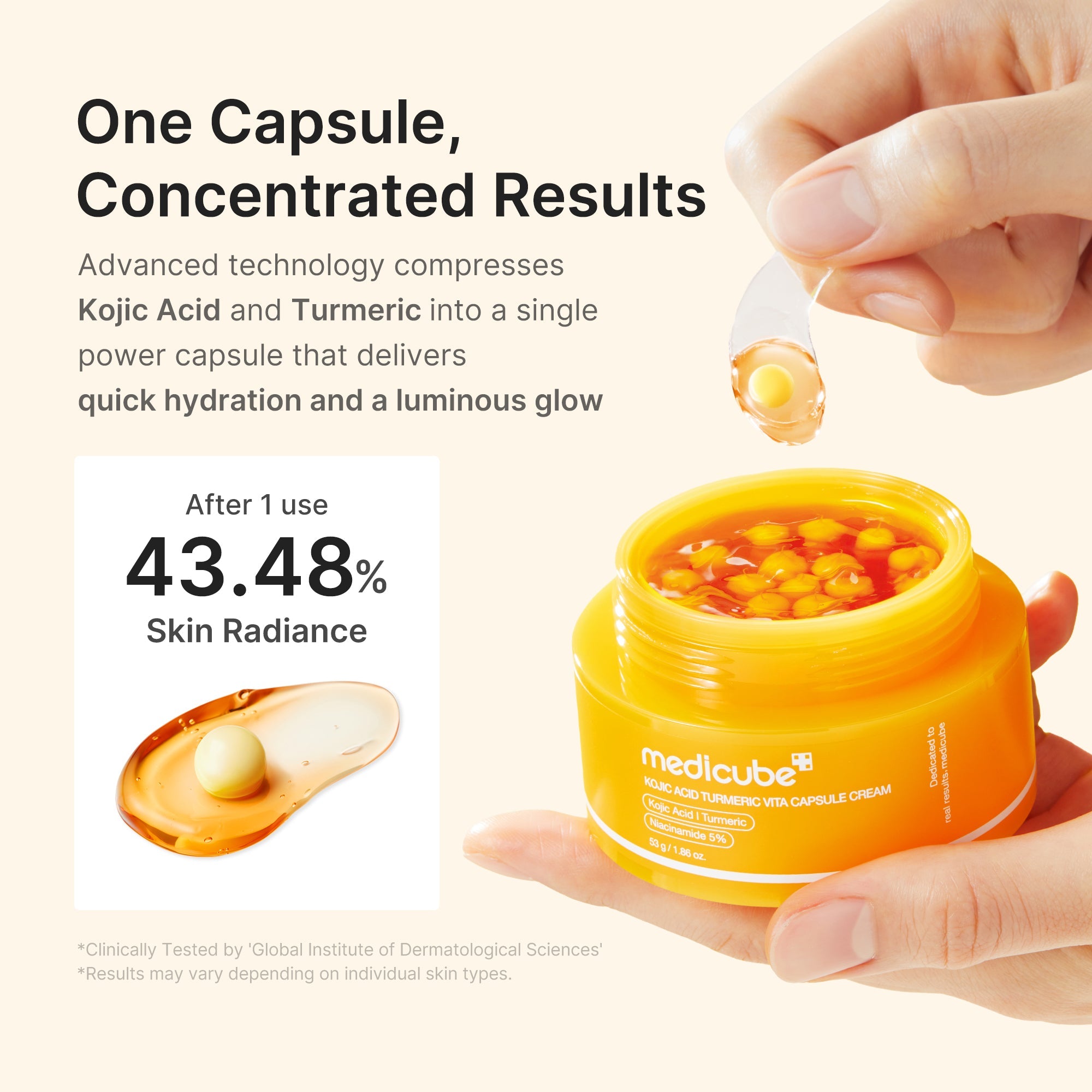 Medicube Red Vit-C Kojic Acid Turmeric Toning Vita Capsule Cream - rozjaśniający krem do twarzy z systemem kapsułkowym 53 g