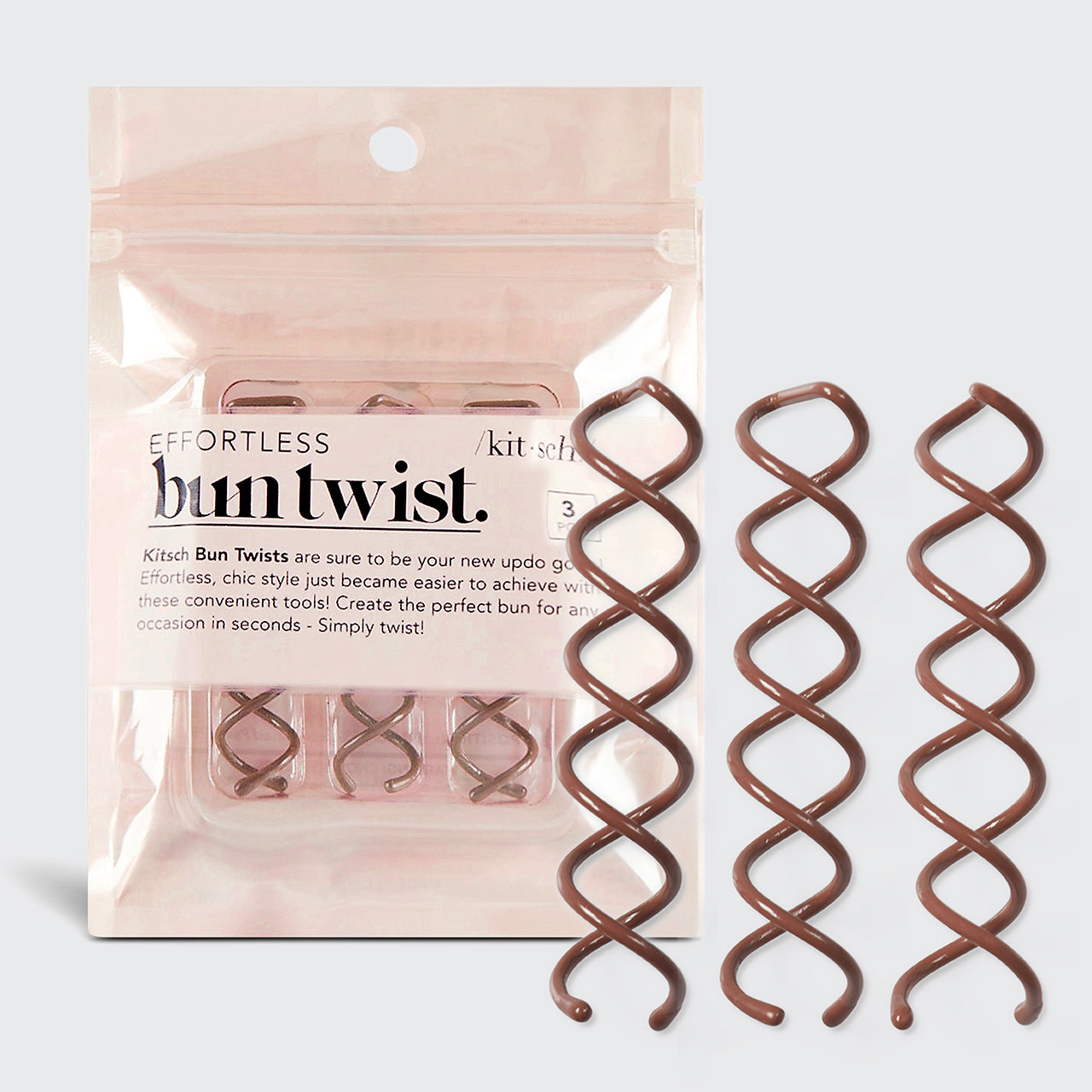 Kitsch Bun Twist Spinki do koka ułatwiające upięcia Hematite - elegancka spinka z gładką metaliczną powierzchnią 30 g