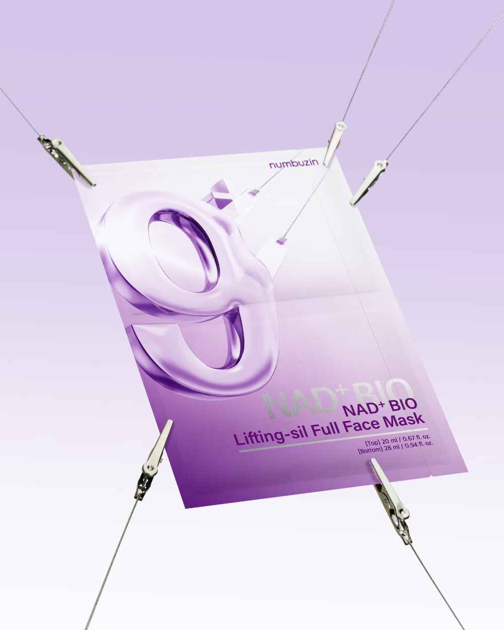 numbuzin No.9 NAD+ BIO Lifting-sil Full Face Mask - dwuczęściowa maska w płachcie zawieszona na lince | Ellemania