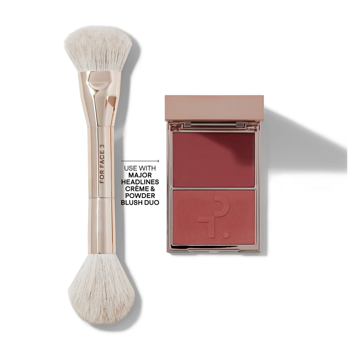 Patrick Ta Dual-Ended Blush Brush - pędzel z różem Major Headlines Crème & Powder Blush Duo | Ellemania