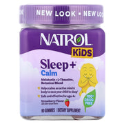 Natrol Kids Sleep+ Calm Gummies Strawberry 60ct - żelki na sen i wyciszenie dla dzieci z melatoniną, L-teaniną i ekstraktami botanicznymi