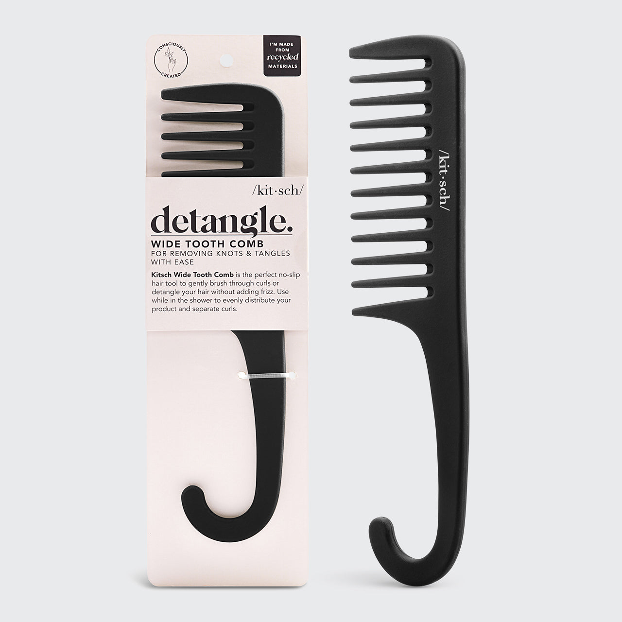 Kitsch Wide Tooth Detangler Comb Terrazzo Pink - grzebień z szerokimi zębami do rozczesywania z recycled ABS
