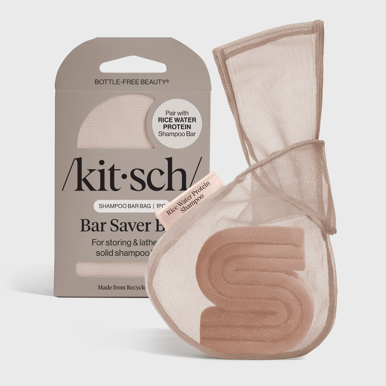 Kitsch Rice Water Protein Shampoo Bar Saver Bag - wzmacniający szampon w kostce z hydrolizowanym białkiem ryżu 91 g