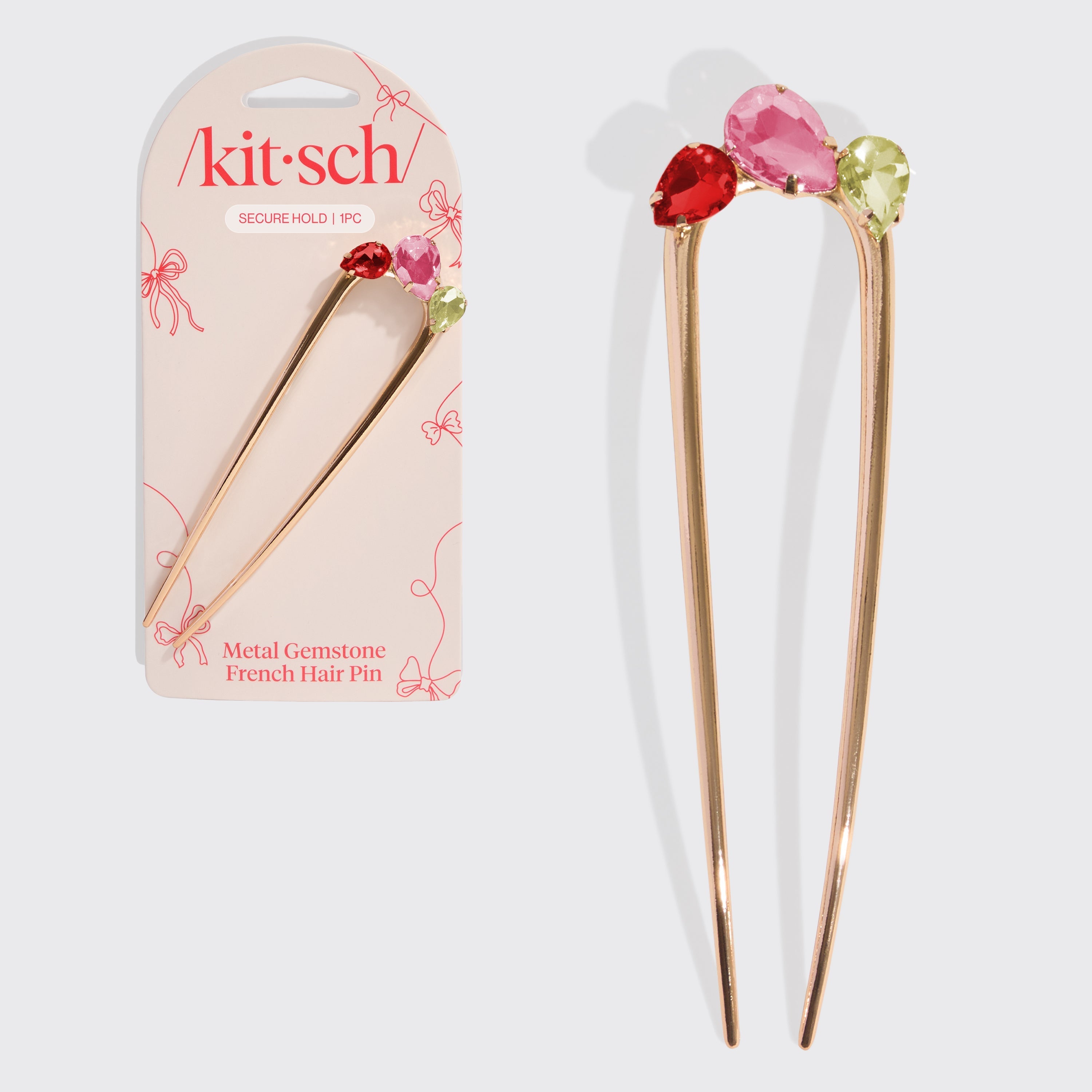 Kitsch Gemstone French Hair Pin - dekoracyjna szpilka do włosów z kolorowymi kryształkami
