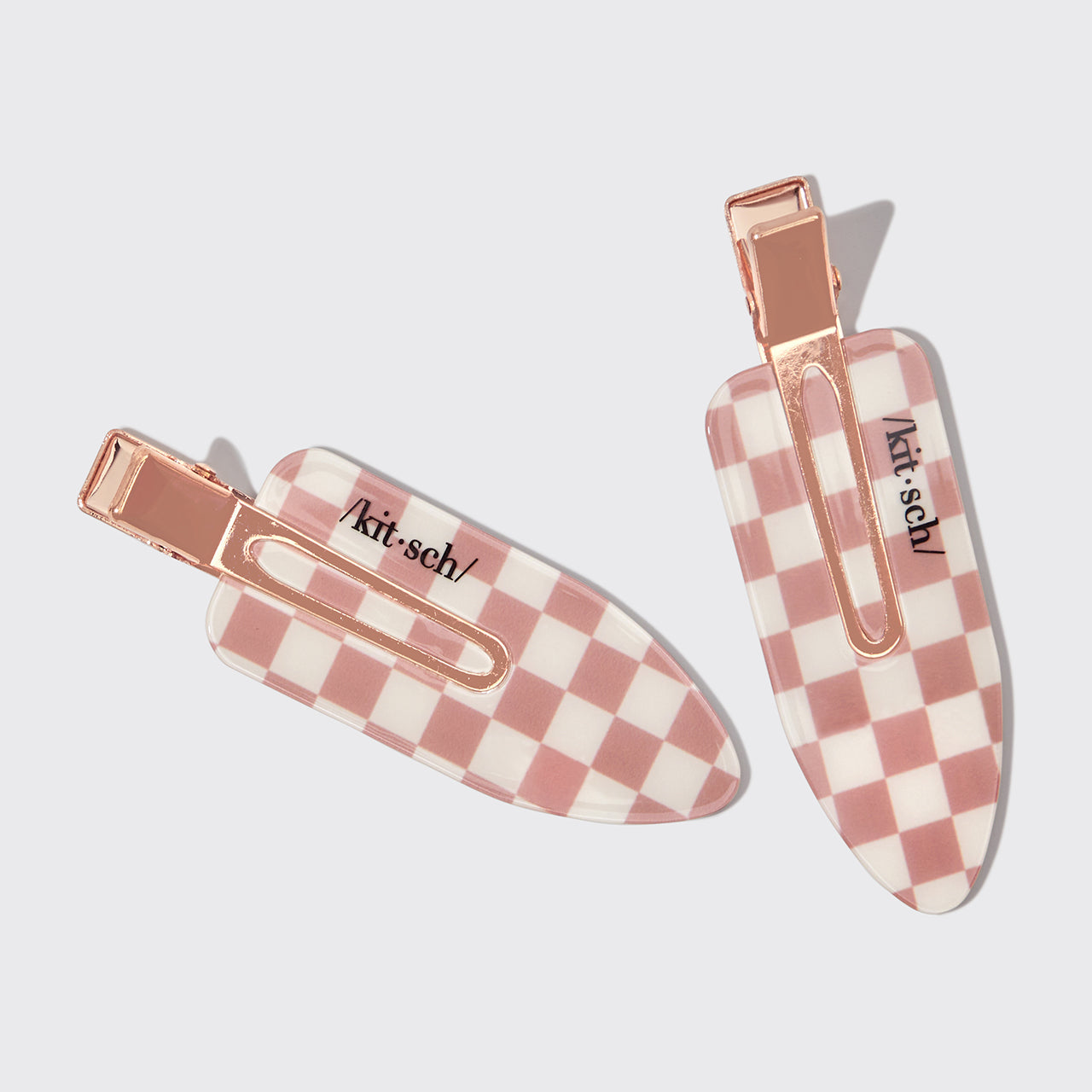 Kitsch XL Terracotta Checker Creaseless Clips 2pc Set - spinki XL bez zagnieceń z materiałów z recyklingu