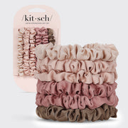 Kitsch Ultra Petite Satin Scrunchies 6pc Set - zestaw 6 małych satynowych gumek do włosów Terracotta