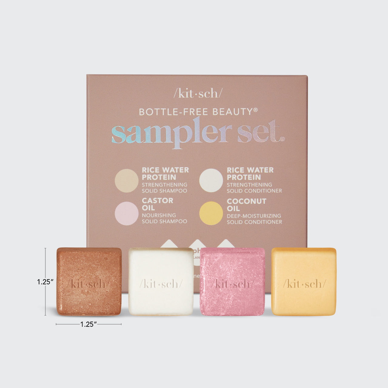 Kitsch Bottle-Free Beauty Shampoo + Conditioner 4pc Sampler Set - zestaw 4 kostek szamponu i odżywki do każdego typu włosów 62 g