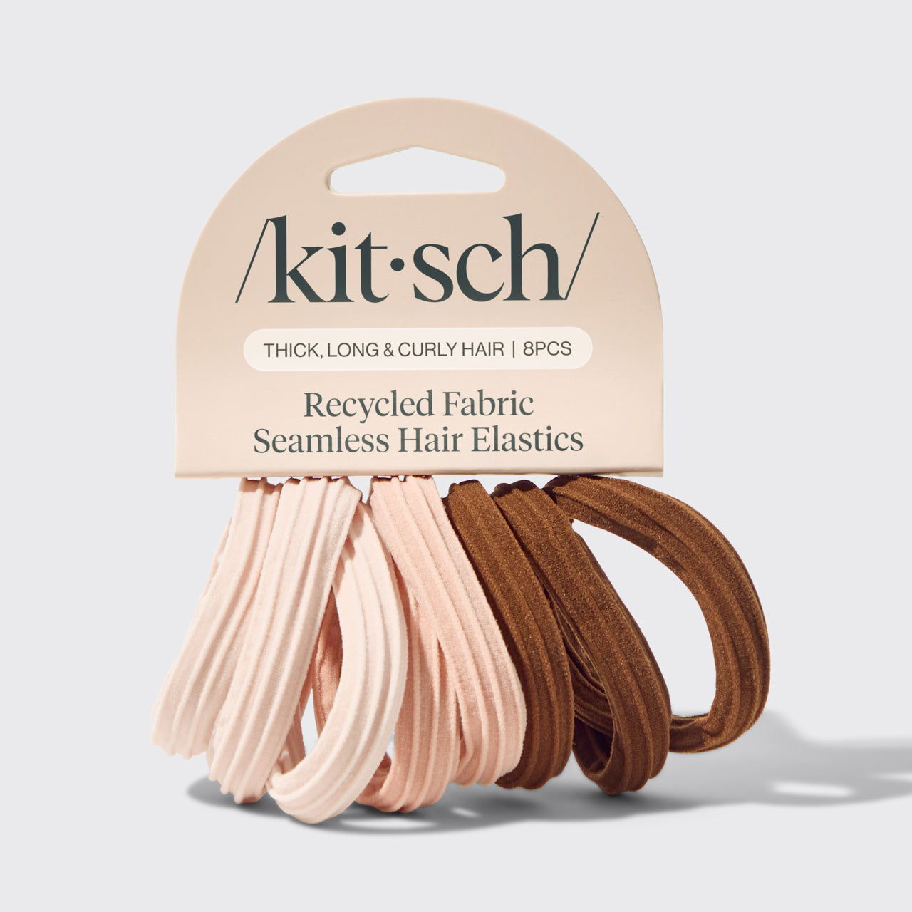 Kitsch Recycled Seamless Hair Elastics Rosewood 8pc Set - zestaw ekologicznych gumek do włosów bez szwu z recyklingowanego nylonu