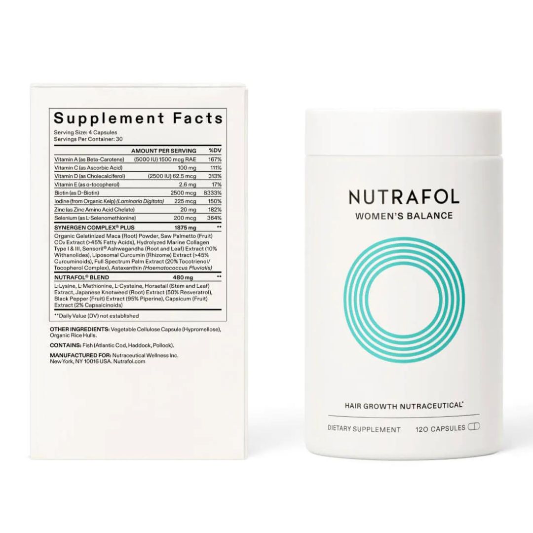Nutrafol Women's Balance - kliniczny suplement na porost włosów dla kobiet 45+ z ashwagandhą i saw palmetto