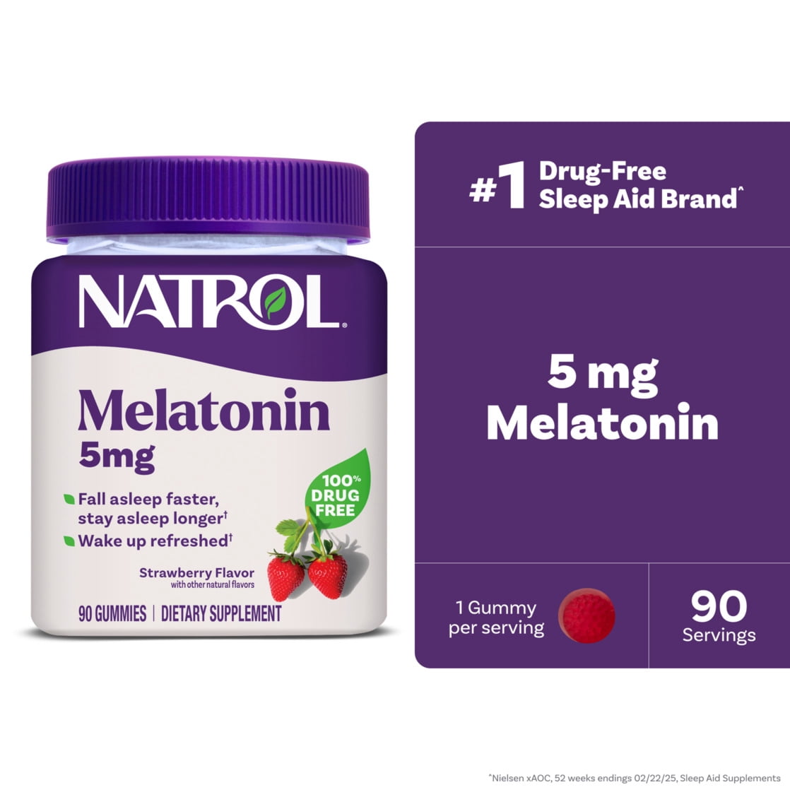 Natrol Sleep+ Calm Gummies - żelki na sen z melatoninią, L-Theanine i ekstraktami botanicznymi