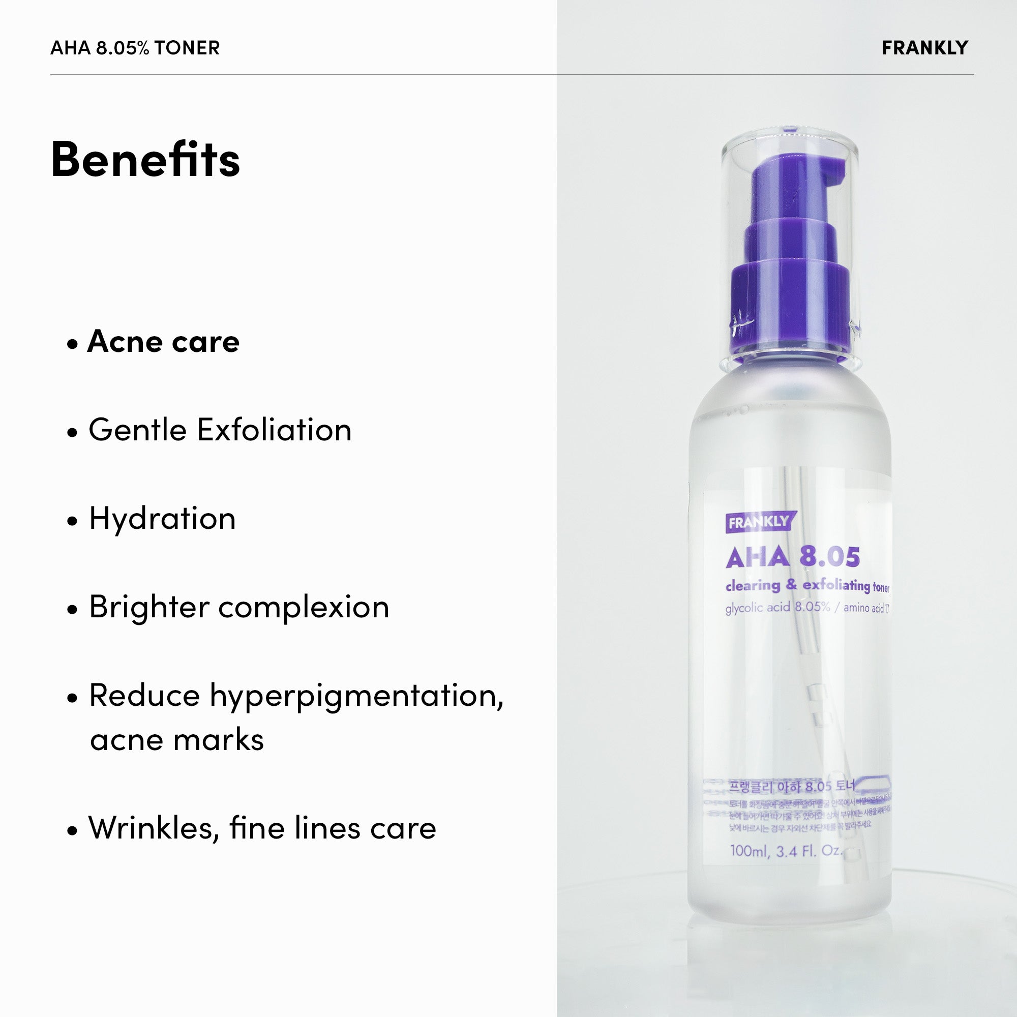 Frankly AHA 8.05 Clearing & Exfoliating Toner 100 ml