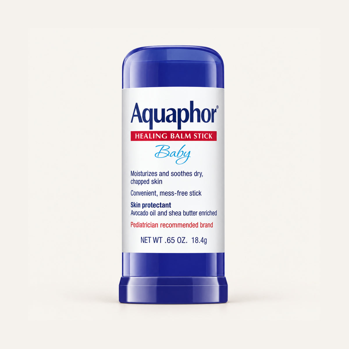 Aquaphor Baby Healing Balm Stick 18,4 g, sztyft z przodu opakowania | Ellemania