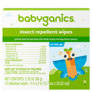 Babyganics Insect Repellent Chusteczki - naturalne chusteczki odstraszające owady na bazie olejków eterycznych dla dzieci