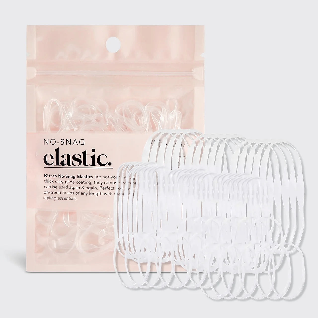 Kitsch No Snag Elastic - elastyczne gumki do włosów bez metalu z powłoką easy-glide, czarne, 100 sztuk