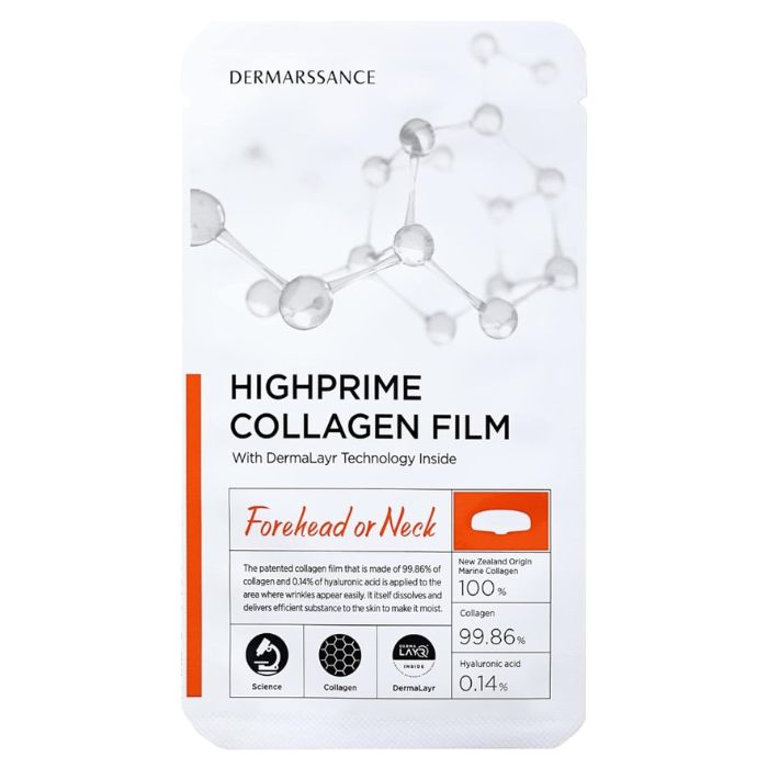 Dermarssance Highprime Collagen Film Forehead & Neck - rozpuszczalna maska kolagenowa na czoło i szyję
