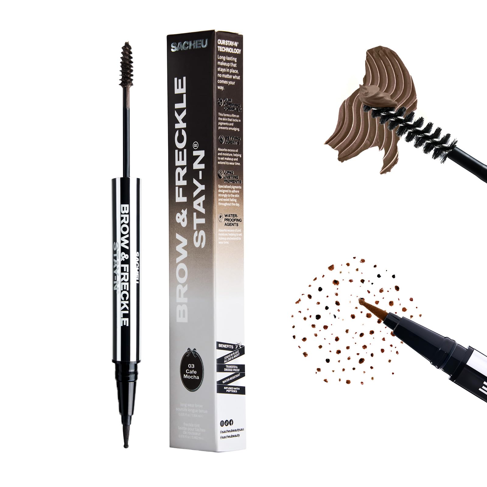 Sacheu Brow & Freckle STAY-N® - dwustronny pisak do brwi i piegów 2 w 1