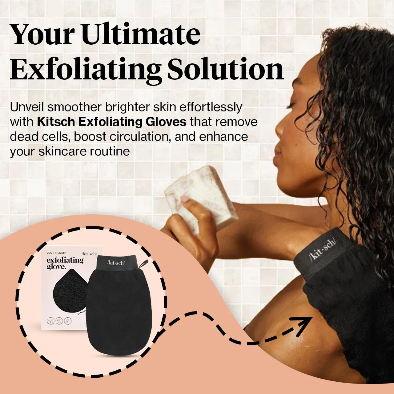 Kitsch Black Exfoliating Glove - rękawica złuszczająca do ciała z Viscose