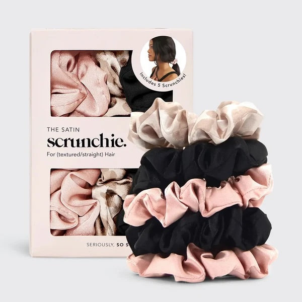 Kitsch Satin Sleep Scrunchies 5pc Set - satynowe gumki do włosów na noc, zestaw 5 szt.