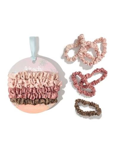 Kitsch Ultra Petite Satin Scrunchies 6pc Set - zestaw 6 małych satynowych gumek do włosów Terracotta