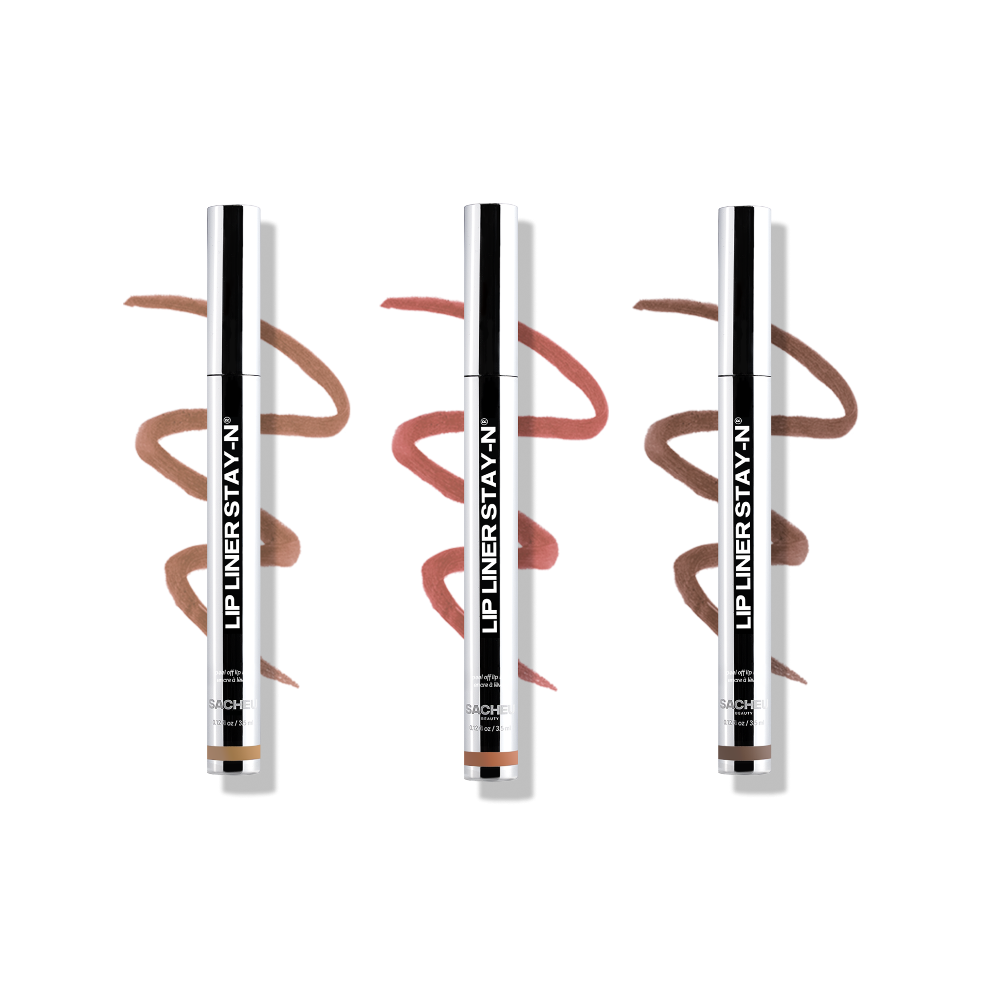Sacheu Stay-N Peel Off Tattoo Lip Liner Bestseller Bundle - zestaw 3 obrywalnych konturówek do ust z kwasem hialuronowym 10.5 ml