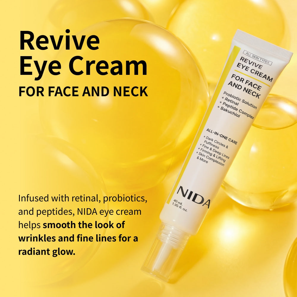 Nida Revive Eye Cream For Face & Neck - rewitalizujący krem pod oczy do twarzy i szyi z Retinalem i peptydami 40 ml