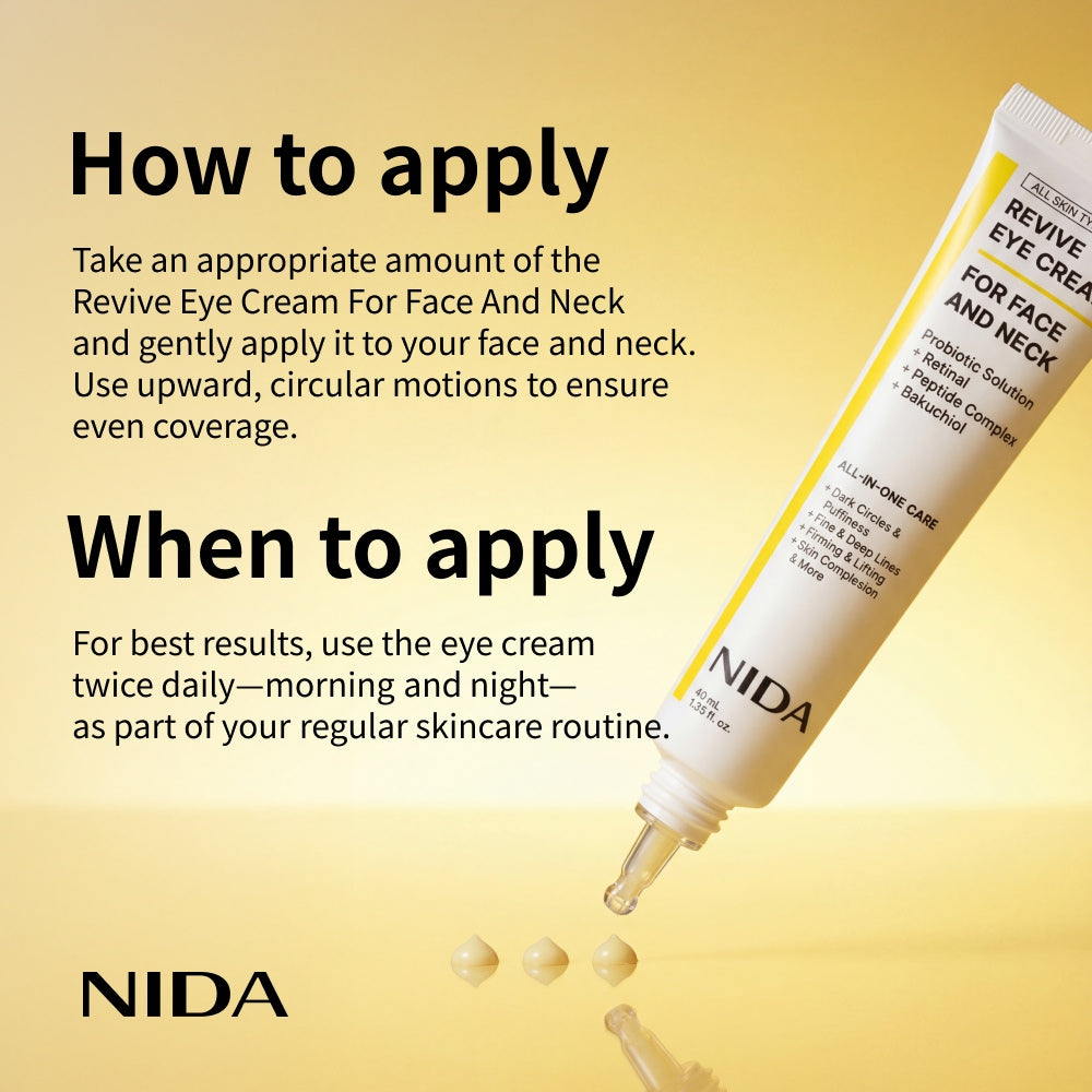 Nida Revive Eye Cream For Face & Neck - rewitalizujący krem pod oczy do twarzy i szyi z Retinalem i peptydami 40 ml