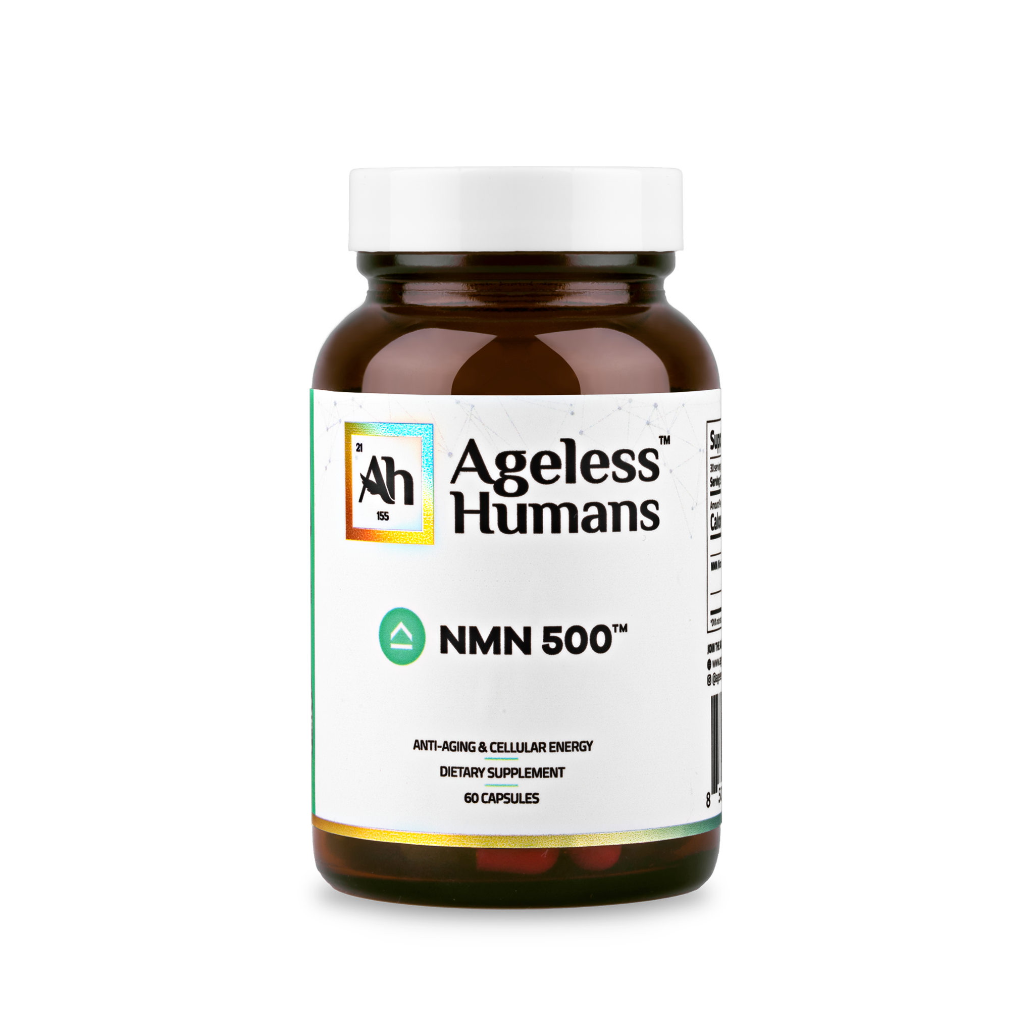 Ageless Humans Pure NMN 500, 60 Capsules - suplement diety z NMN wspierający poziom NAD+