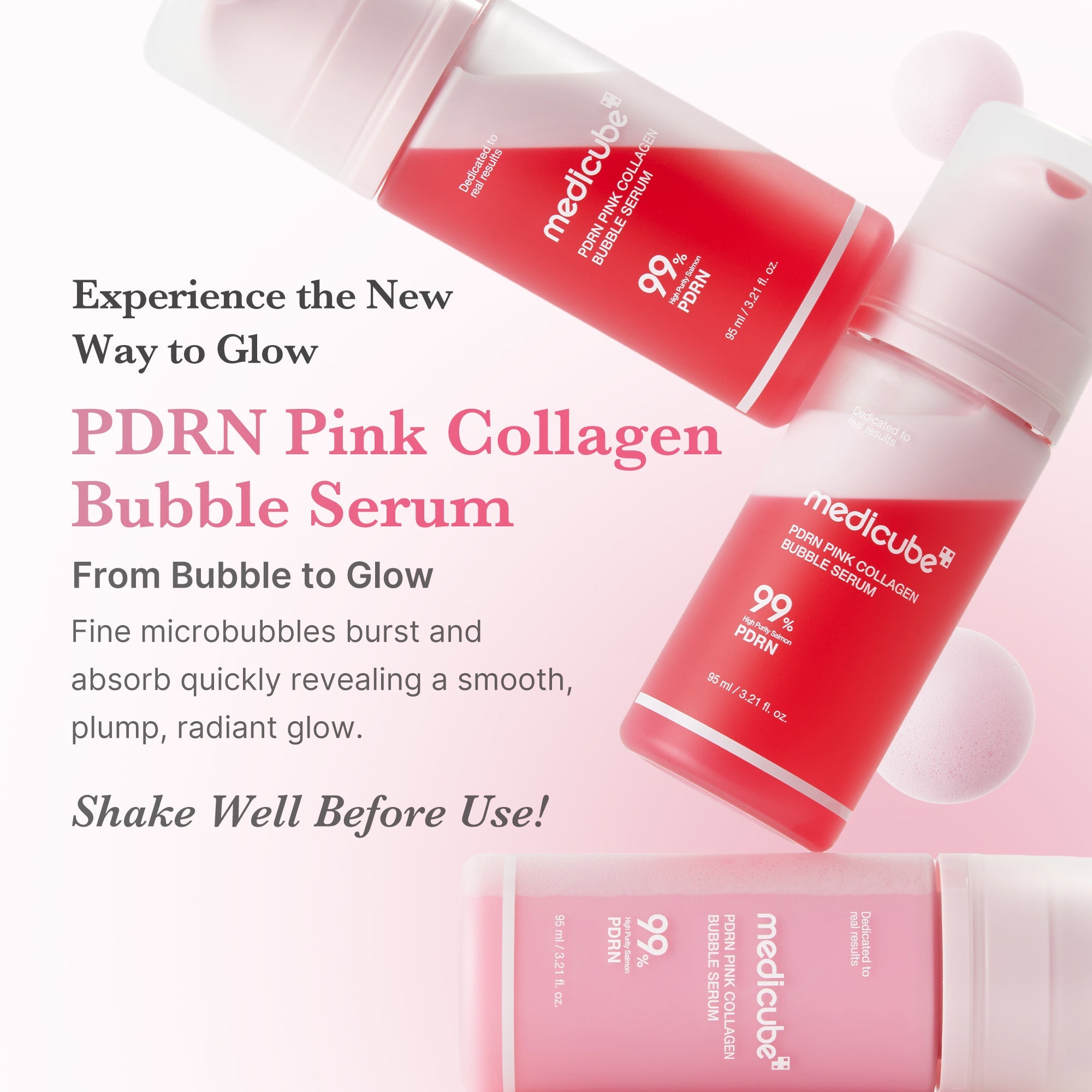 Medicube PDRN Pink Collagen Bubble Serum Brightening Firming Face Serum 95ml
