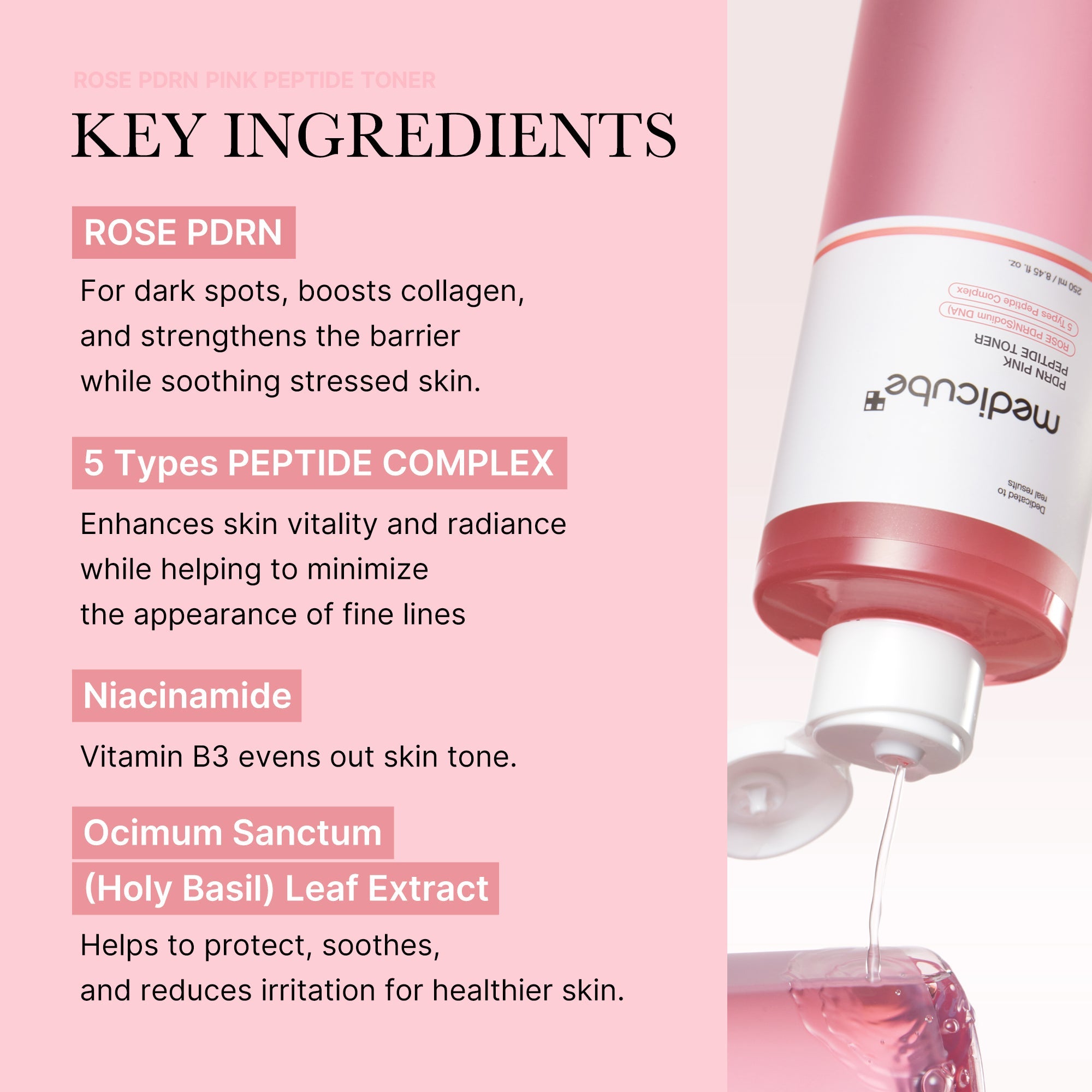 Medicube PDRN Pink Peptide Toner - rozświetlający tonik z PDRN i peptydami 250 ml