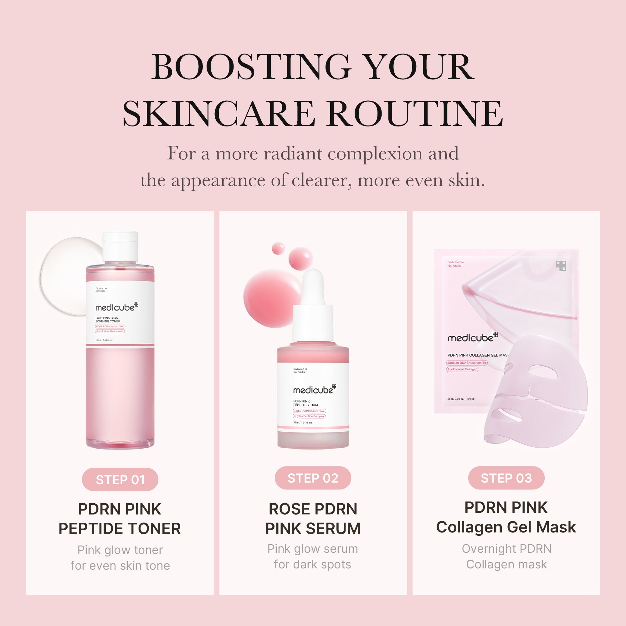 Medicube PDRN Pink Peptide Toner - rozświetlający tonik z PDRN i peptydami 250 ml