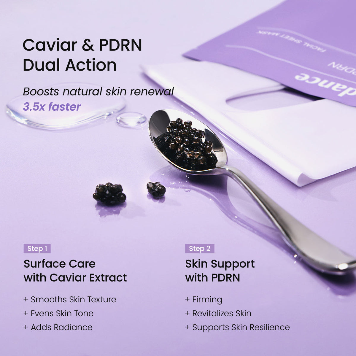 Biodance Rejuvenating Caviar PDRN Real Deep Mask - łyżka z kawiorem i saszetka maski | Ellemania