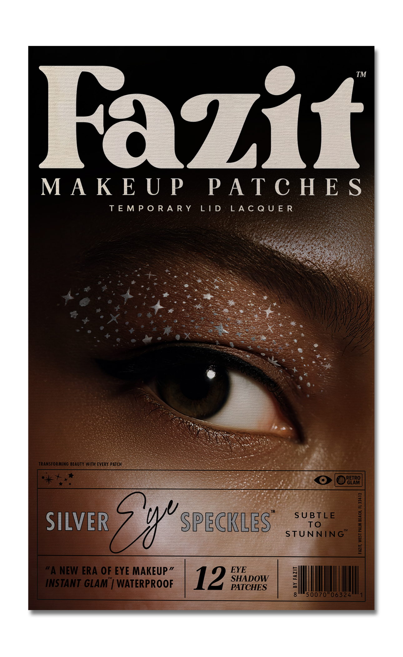 Fazit Silver Eye Speckles - tymczasowe płatki lakierowe do powiek ze srebrnym wzorem w piegi
