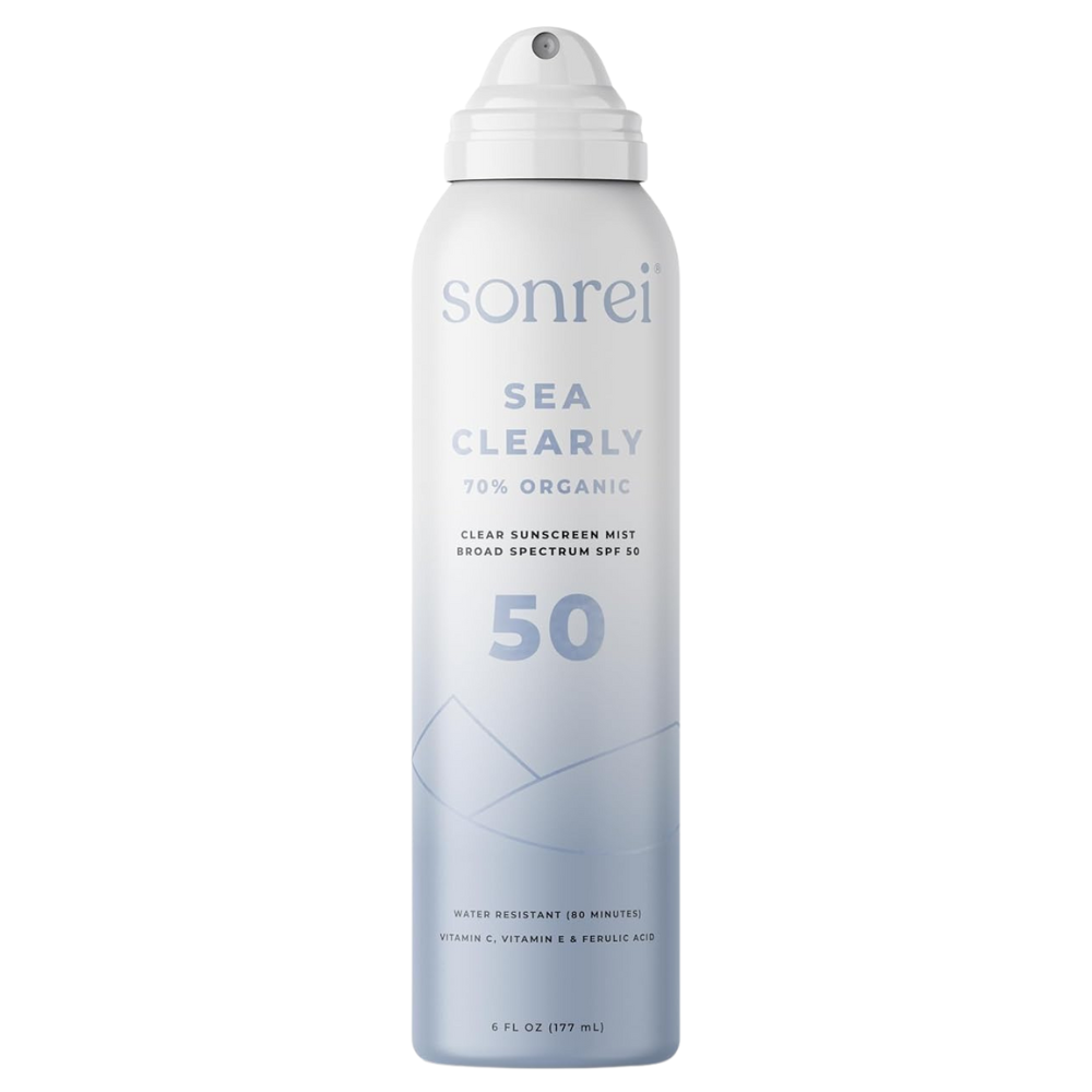Sonrei Sea Clearly Organic Mist SPF 50 - wodoodporny spray przeciwsłoneczny z organicznymi filtrami UV 177 ml