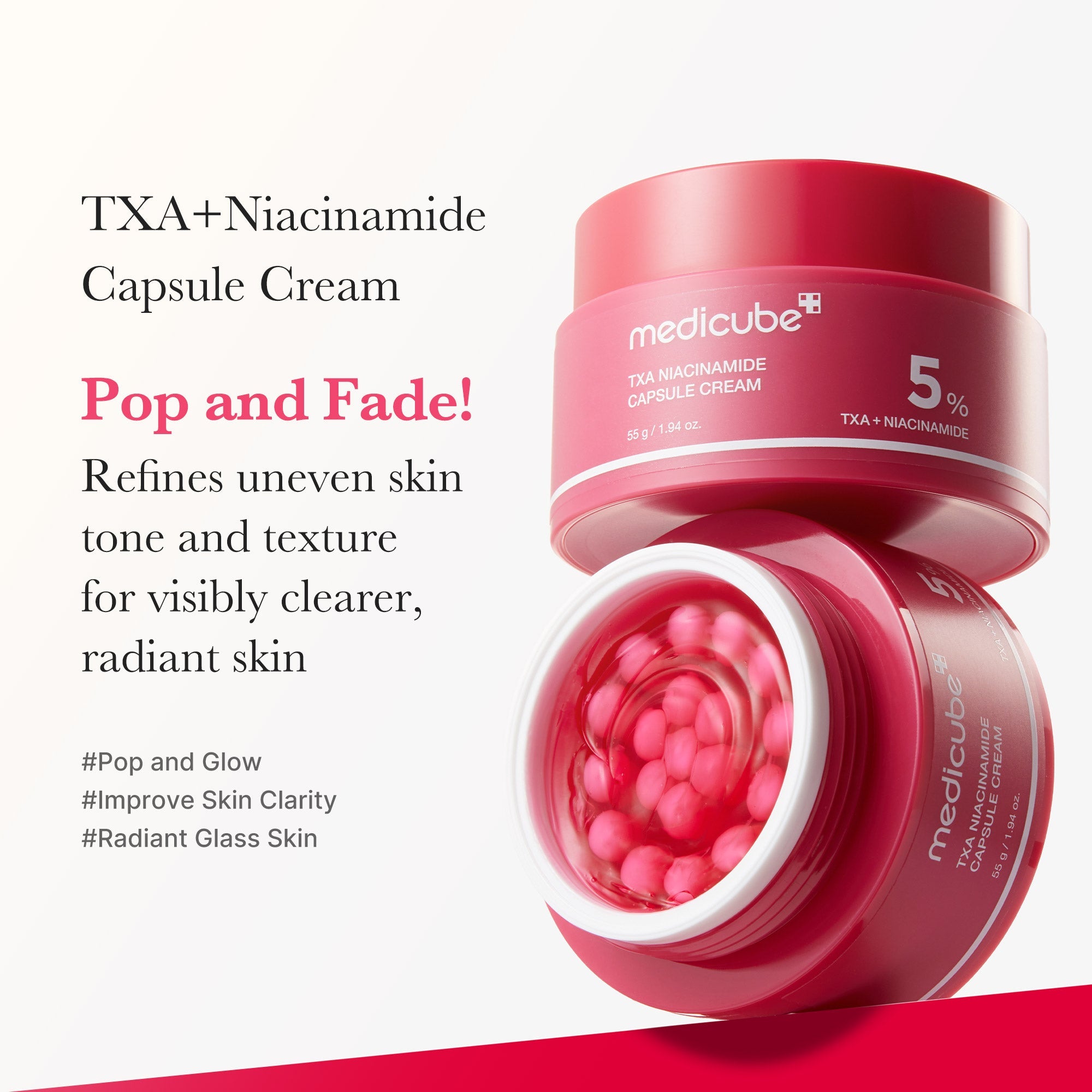 Medicube Red Concealing TXA Niacinamide Capsule Cream - rozjaśniający krem do twarzy z kapsułkami TXA i niacynamidem 55 g
