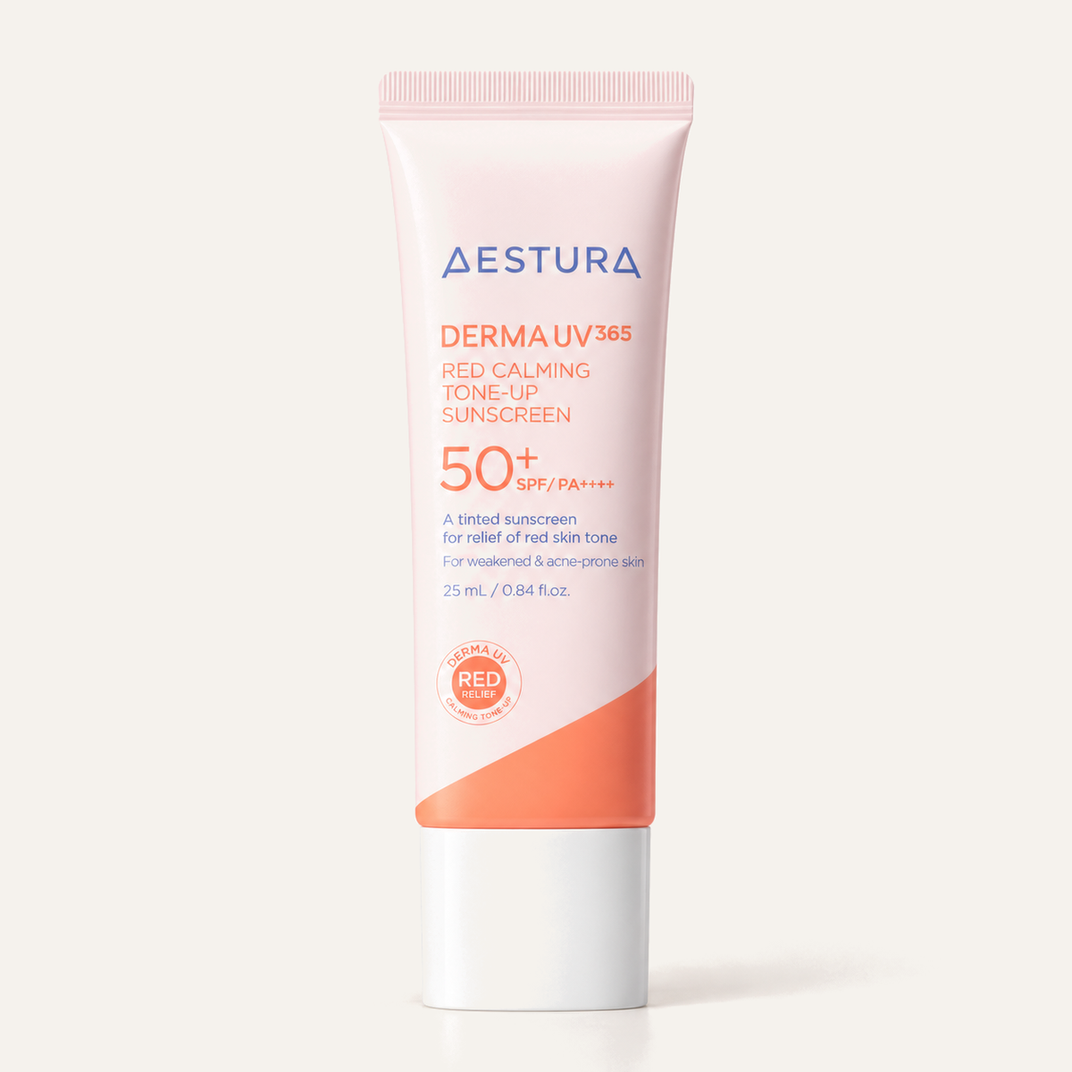 Aestura Derma UV 365 Red Calming Tone-Up Sunscreen 25 ml, tubka z przodu | Ellemania