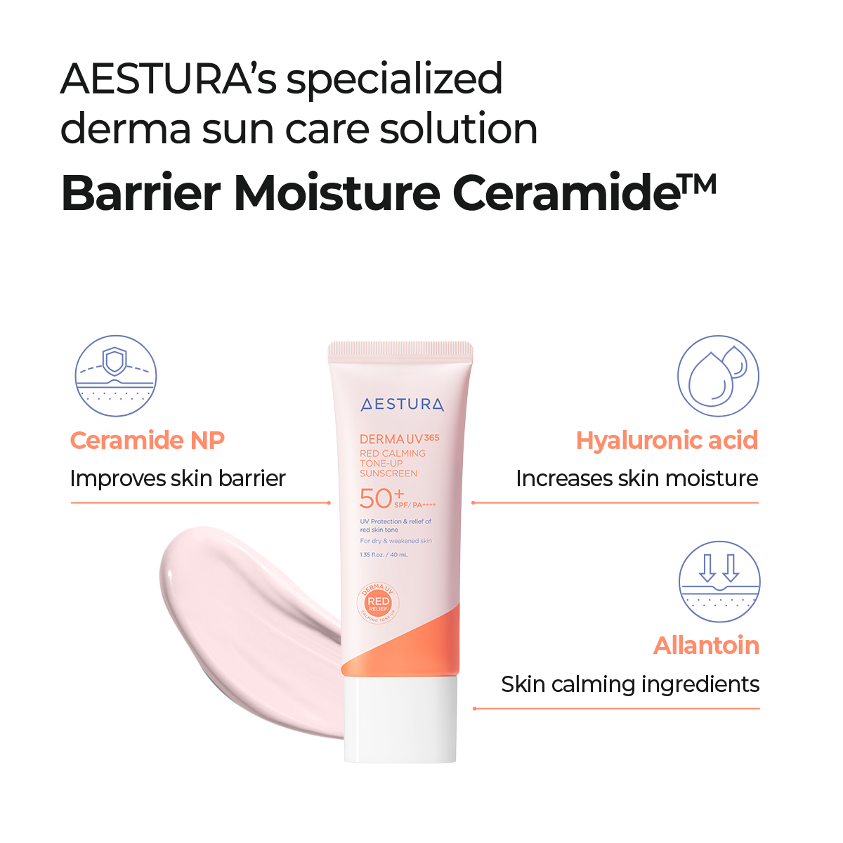 Aestura Derma UV 365 Red Calming Tone-Up Sunscreen - krem ochronny z filtrem SPF50+ łagodzący zaczerwienienia 40 ml