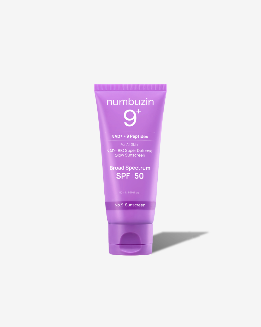 Numbuzin No 9 NAD Bio 9 Peptides Glow Sunscreen - rozświetlający krem przeciwsłoneczny SPF 50+ PA++++ z NAD+ i peptydami 50 ml