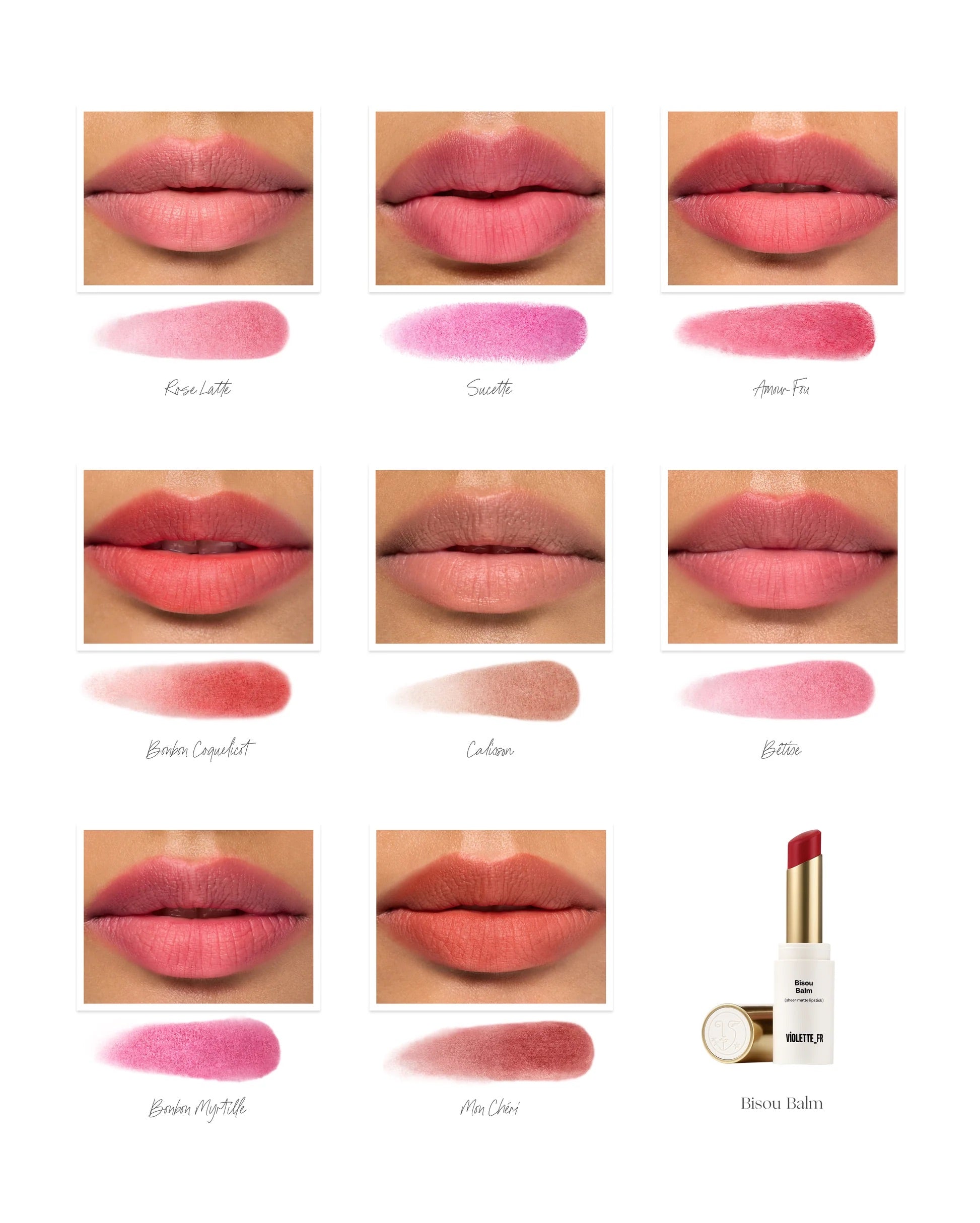 Violette FR Bisou Balm Sheer Matte Lipstick - matowa pomadka-balsam do ust z efektem rozmycia 2,5 g
