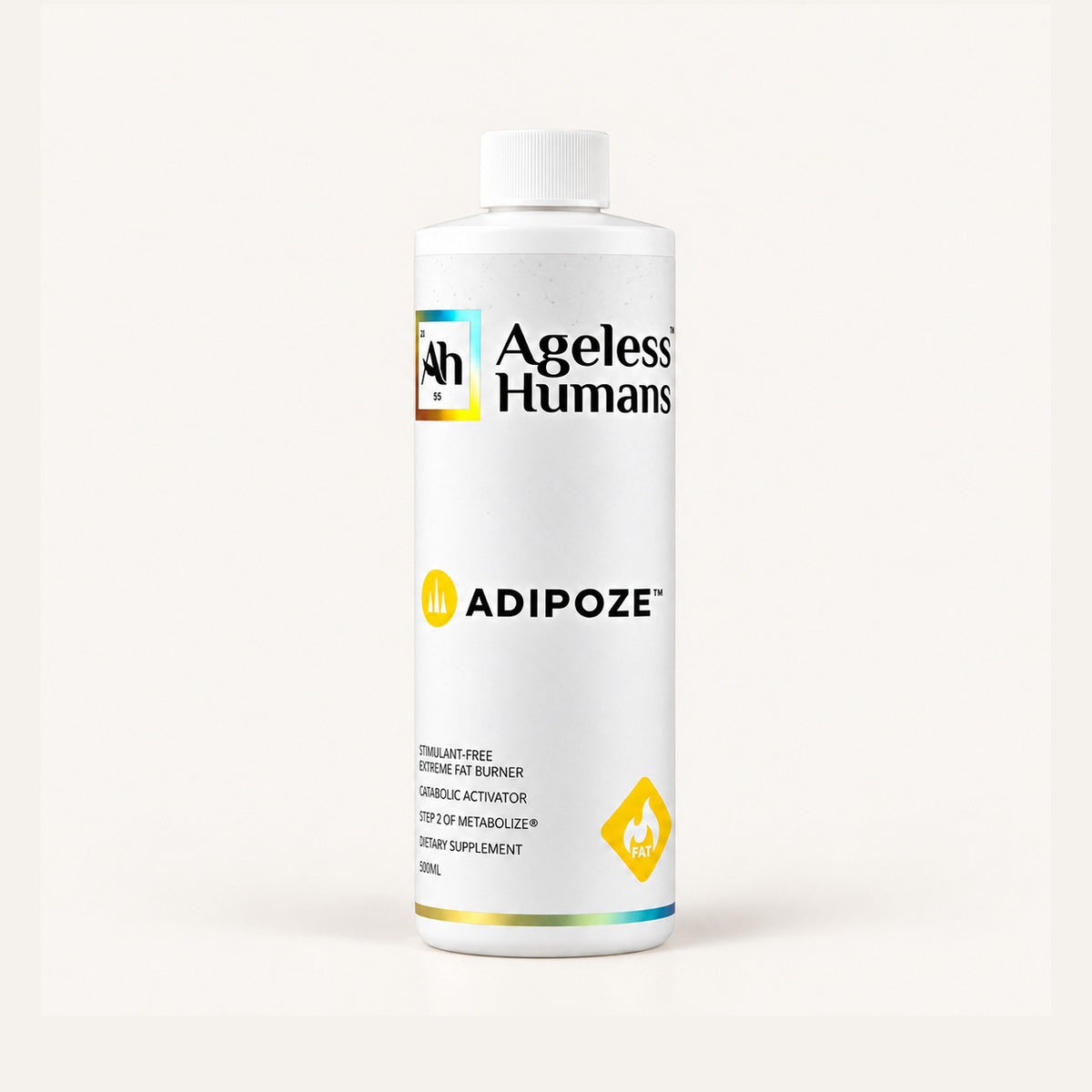 Ageless Humans Adipoze, płyn 500 ml, butelka z zakrętką z przodu | Ellemania