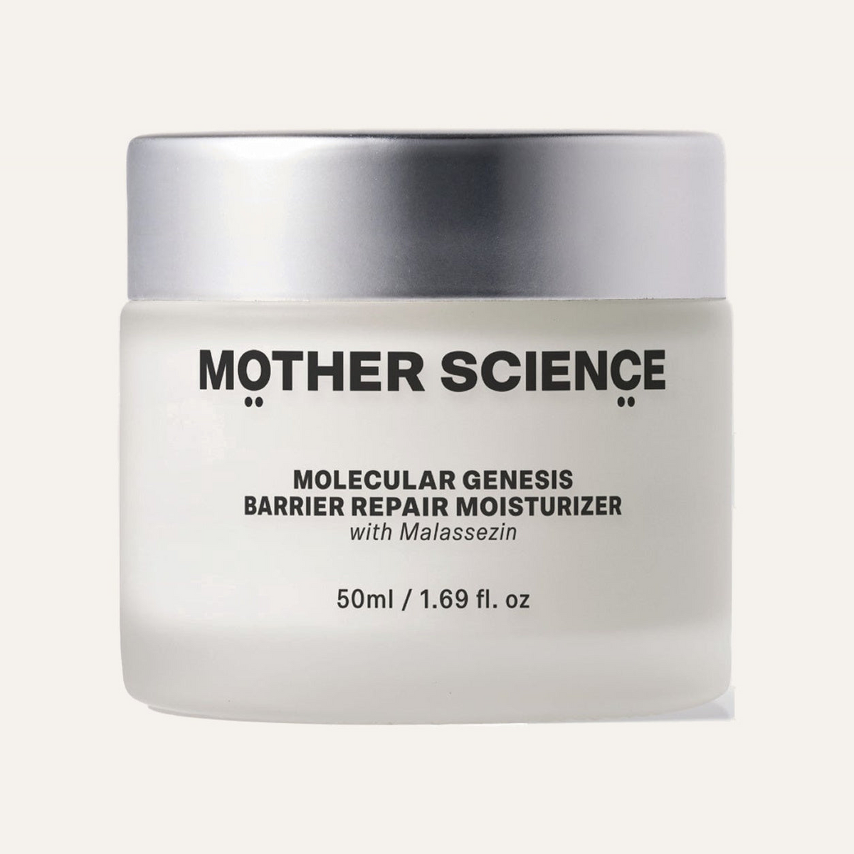 Mother Science Molecular Genesis Barrier Repair Moisturizer 50 ml - mlecznobiały słoik ze srebrną nakrętką, widok z przodu | Ellemania
