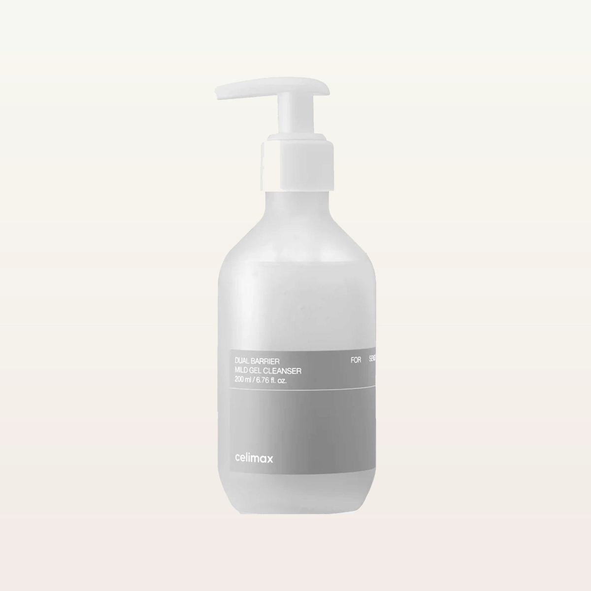 Celimax Dual Barrier Mild Gel Cleanser - butelka z pompką 200 ml, widok z przodu na jasnym tle | Ellemania