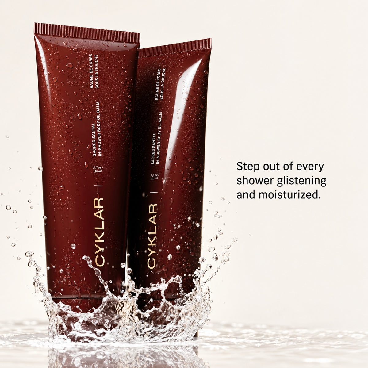 Cyklar In Shower Body Oil Balm Sacred Santal 150 ml - dwie tubki w pluskającej wodzie | Ellemania