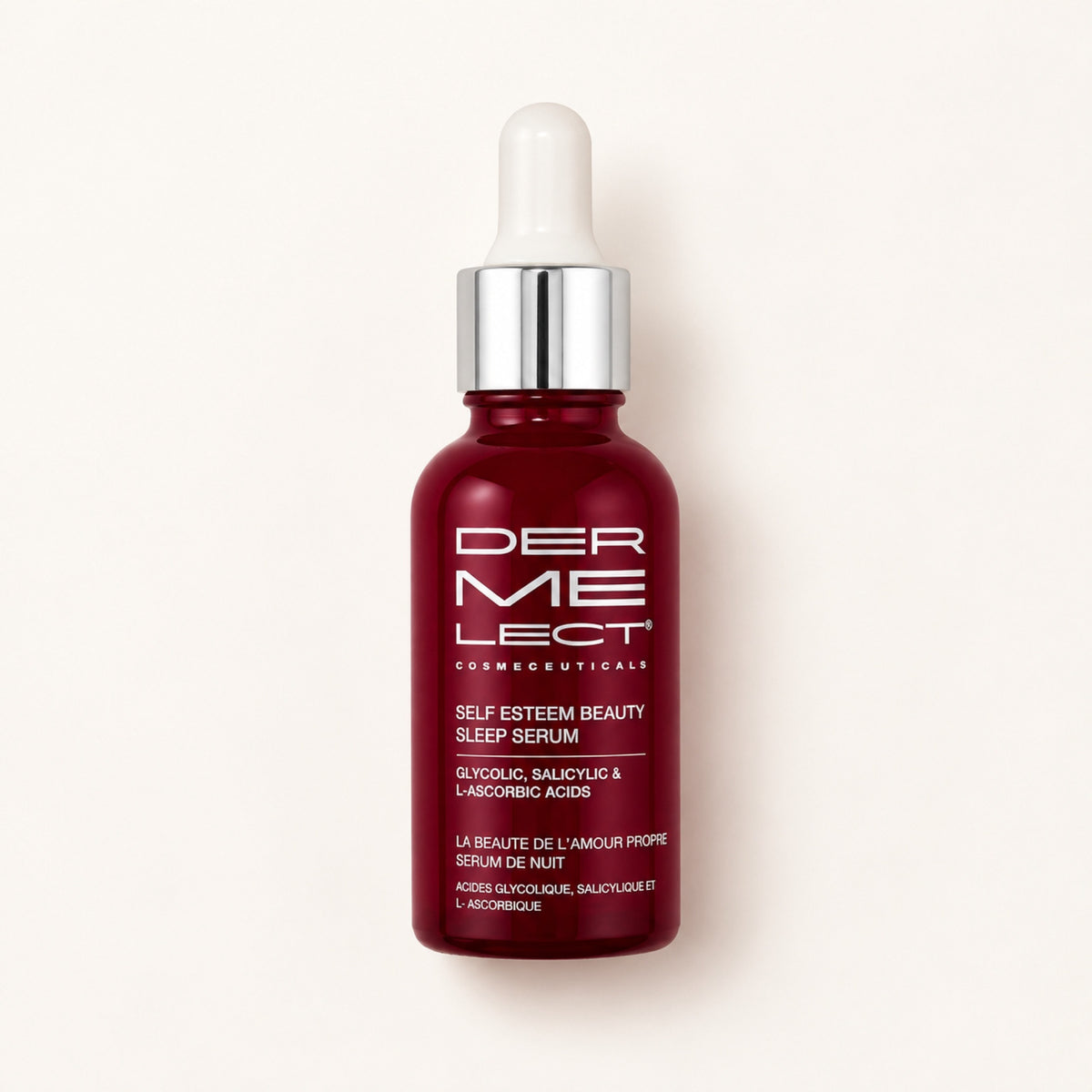 Dermelect Self Esteem Beauty Sleep Serum kuracja nocna 30 ml, butelka z przodu | Ellemania