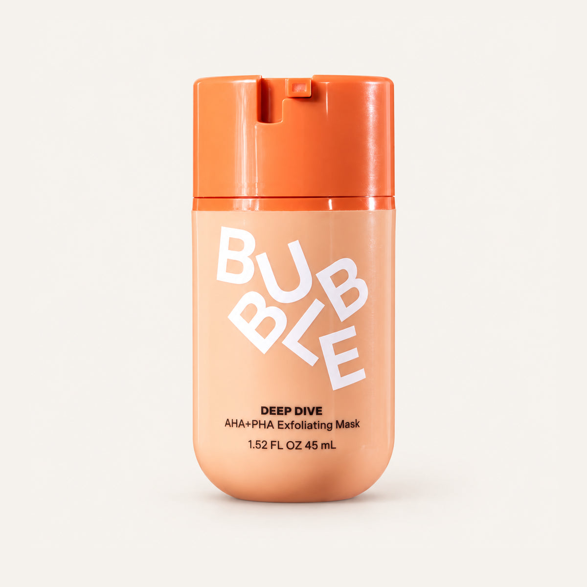 Bubble Deep Dive AHA + PHA Exfoliating Mask 45 ml, beige-orange bottle with an orange cap, front view | Ellemania