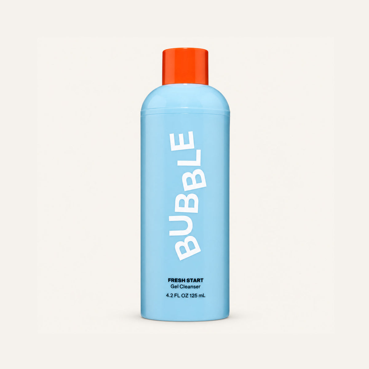 Bubble Fresh Start Gel Cleanser 125 ml, blue 125 ml bottle with an orange cap seen from the front | Ellemania
