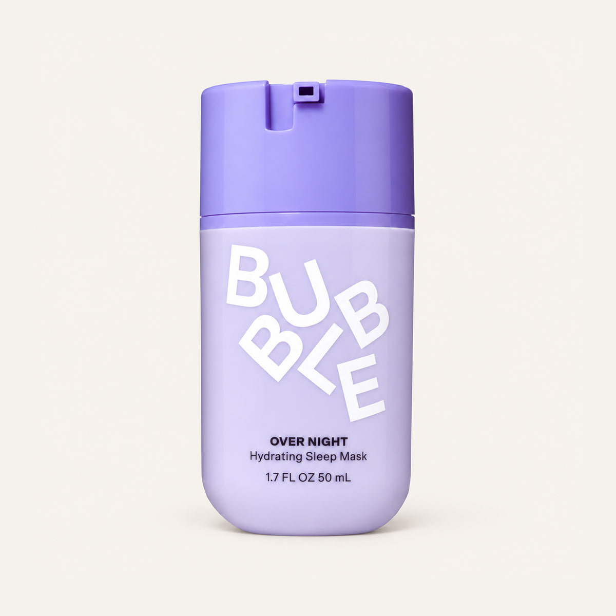 Bubble Over Night Hydrating Sleep Mask 50 ml, purple pump bottle seen from the front | Ellemania