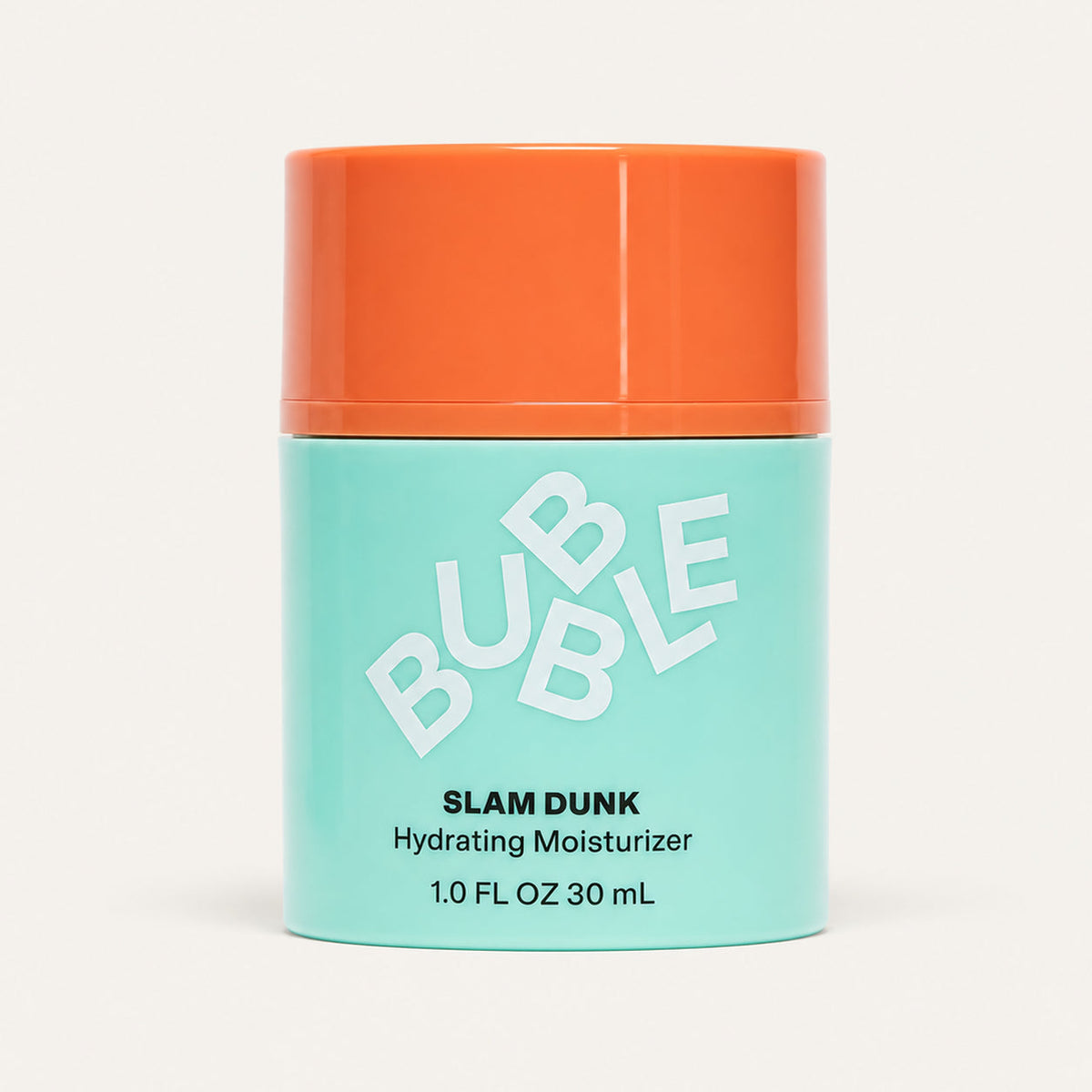 Bubble Skincare Slam Dunk Hydrating Moisturizer 30 ml, mint 30 ml jar with an orange lid, front view | Ellemania